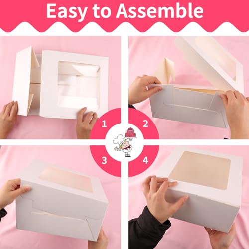 WINKIO Cake Boxes 10 inch, Cake Carrier Holder, Storage Transport Container - size: 10×10×5