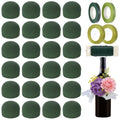 24 Pcs Mini Floral Foam Holder Set, Round Floral Foam Blocks with Florist Wire, Green Tape and Ribbon, Flower Arrangement Supplies for Wine Bottle Decor, DIY Craft