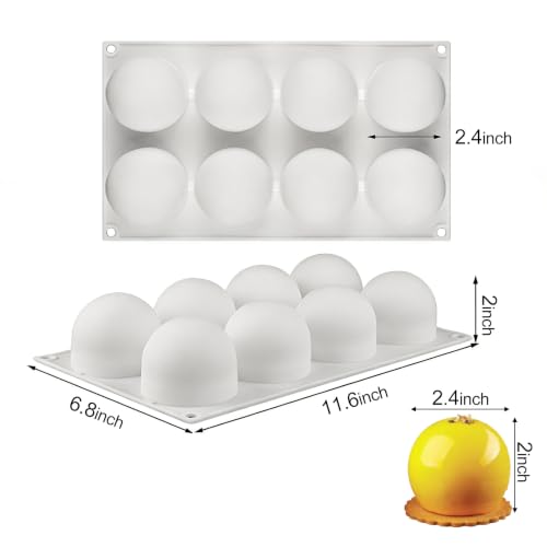 Sphere Silicone Mold for Baking Mousse Cake, 8-Cavity - color: White (Sphere)