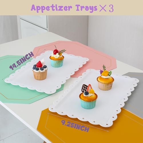 5 Pcs Cake Stand Set with 2 Tier Holders & 3 Appetizer Trays for Party