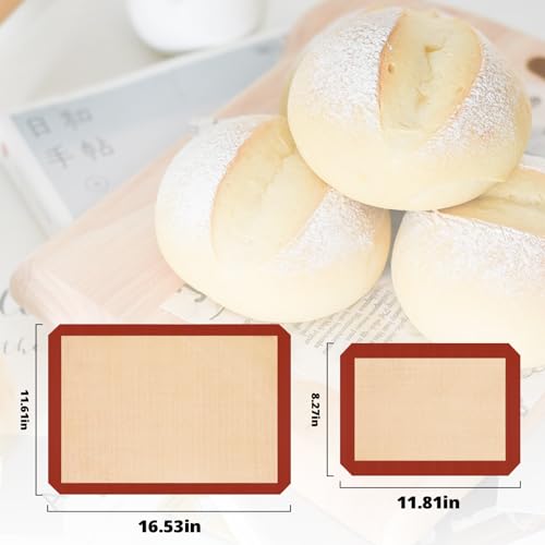 Silicone Baking Mats, 6 Pack Non-Stick Mats for Baking, Silicone Baking Mats Cookie Sheet, Easy Clean & Reusable Oven Baking Sheet for Making Cookies, Macaroons, Bread - size: 16.53"L x 11.61"W (Pack of 2)