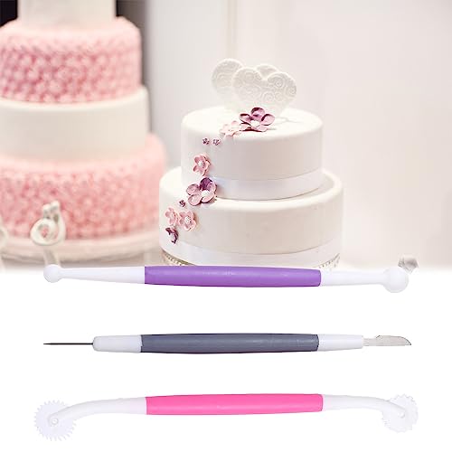 Vctitil 3Pcs Cake Decorating Tools,Fondant Sugar DIY Tools Cake Supplies,Pastry Carving Cutter Decorating Needle Tool Sugar Cookie Baking Scribing Tool