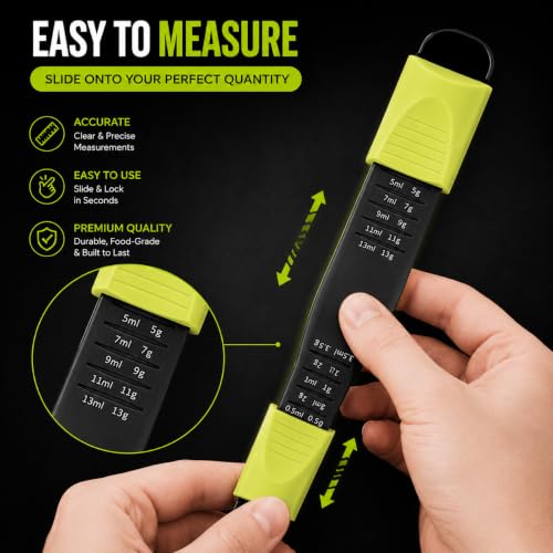 GOCHA Gadgets Adjustable Measuring Spoon, Double Ended, 9-in-1, Black Green - color: Black Green