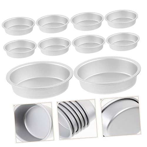Hemoton 10-piece Oval Cake Mold Set Mini Oval Cheesecake Pans Baking Pan for Bread Flan Mold Egg Tart and Layered Desserts Aluminum Cake Pan 3.38X2.48X0.98 inch