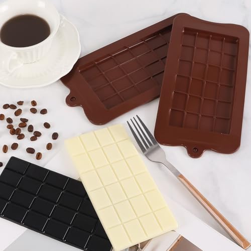 4 Pcs Break-Apart Chocolate Molds, Chocolate Bar Silicone Molds, Non-Stick Chocolates Bar Mold for Baking Chocolates, Candy, Protein Energy Bars - color: Rectangular Chocolate