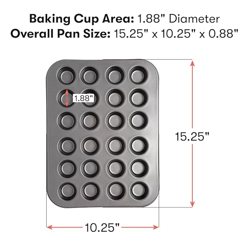 Cooking Light Mini Muffin Pan Carbon Steel Quick Release Coating, Non-Stick Bakeware, Heavy Duty Performance, 24-Cup, Gray - size: 24-cup Mini Muffin Pan