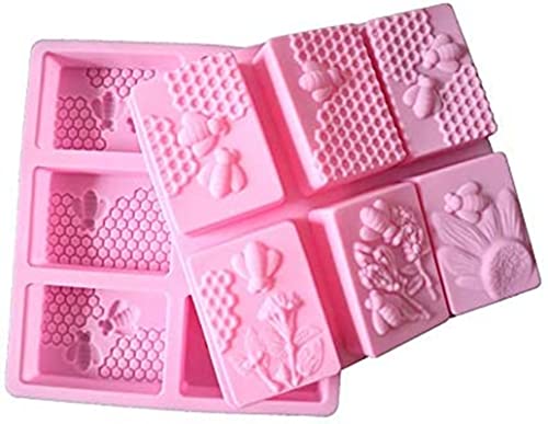 Honeycomb Molds Bee Silicone Soap Mold for Soap Making - color: Rectangular Honeycomb, size: 2pcs
