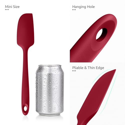 U-Taste Small Mini Silicone Spatula, 9in Rubber Jar Bowl Scraper, Red - color: Red