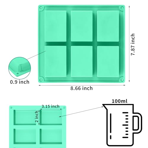 3Pack Rice Snacks Molds,6-Cavity Cereal Bars Mold for Chocolate Cheesecake Brownie Cornbread Muffin Butter