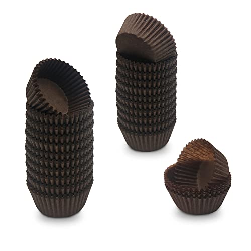 Brown Mini Cupcake Liners Natural Greaseproof Paper Muffin Baking Cups, 500-Count - color: Brown