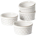 LE TAUCI Ramekins 4 oz Oven Safe for Creme Brulee, Charcuterie Boards Bowls for Souffle, Small Sauce Bowl, Ceramic Baking Dishes - 3.8 inch, Set of 4, Arctic White - size: 4 oz
