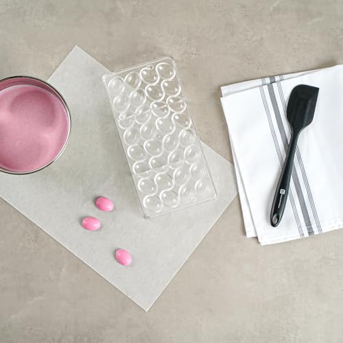 Pastry Tek 10.8 x 5.3 Inch Chocolate Shaping Mold, 1 Freezable Candy Mold - 32 Cavities, Egg-Shaped, Clear Polycarbonate Chocolate Mold, Dishwashable, Easy To Release - Restaurantware - size: 1 Count | 10.8 x 5.3 Inch, style: Egg