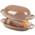 EDGING CASTING Enameled Cast Iron Oval Dutch Oven Pot with Lid, Dutch Oven for Sourdough Bread Baking, Bread Oven, Bread Dutch Oven, Oval Bread Pan, 5qt, Mocha - color: Mocha, size: 5 Quart