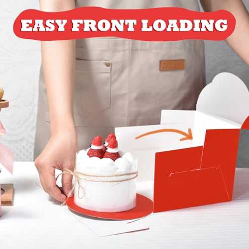 KPOSIYA 40pcs 6x6x5 In Cake Boxes with Cake Boards（20 Boxes & 20 Boards） - color: Red, size: 6x6x5 inch