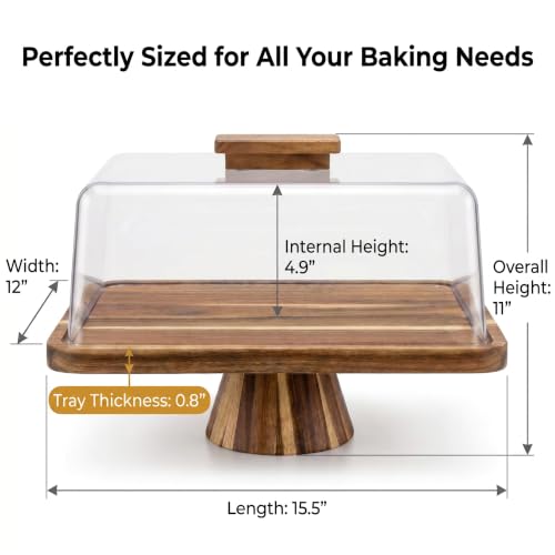 Acacia Wood Rectangular Cake Stand with Lid Double-Sided Charcuterie Board