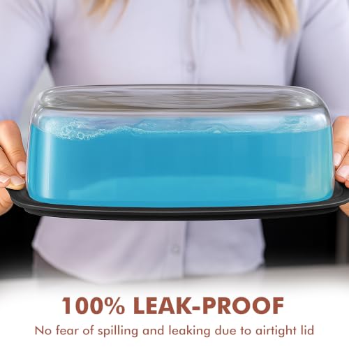 Razab 7.6 Cups / 1800 Ml / 1.9 Qt Large Glass Loaf Pan with Lids for Baking - color: Black, size: Set of 01