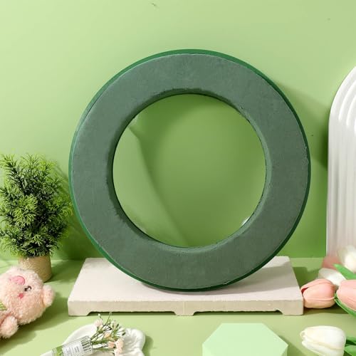 NUOBESTY Floral Foam Ring, 30cm Floral Mud with Suction Cups Round Wet Dry Flower Foam DIY Flower Arrangement Bricks Supplies for Wedding, Party - size: 30.00X30.00X4.50CM