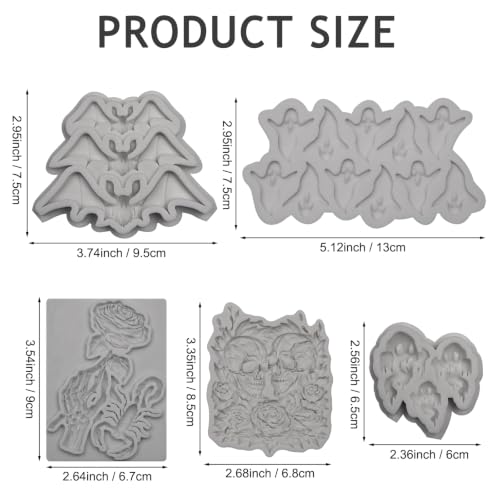Halloween Silicone Molds Bat Ghost Skull Chocolate Mold