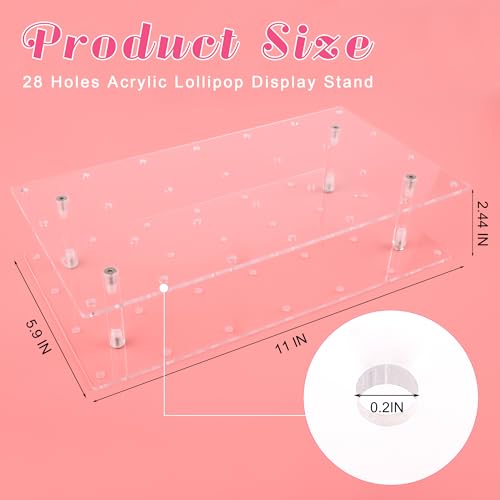 28 Holes Upgrade Cake Pop Stand, Acrylic Lollipop Holder for Display Candy
