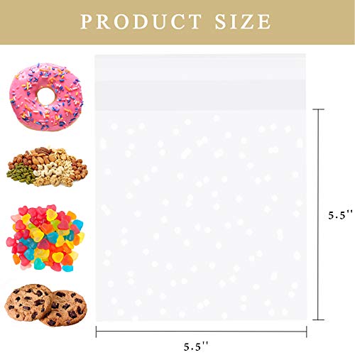 Morepack 5.5x5.5 Inch Cookie Bags Self Sealing Cellophane Bags 200 Pcs - size: 5.5x5.5 Inch (Pack of 200)