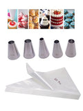 Large Round Piping Tips Set 1A, 2A, 3A, R16L, R18L with Bags