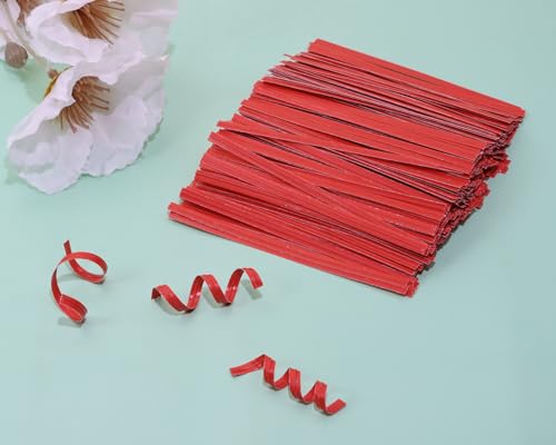 ONLYKXY 500pcs Kraft Paper Twist Ties Plant Ties 4inch Reusable Bread Twist Ties cake pop ties Cable Ties Candy Ties for Bags (Red) - color: Red