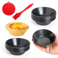 12 pcs Egg Tart Molds, Quyimy 3" Mini Tart Pans, Non-Stick Carbon Steel Mini Tart Panw/Oil & Dish Brushes for Cupcake Cake Muffin Mold Tin Pan, Baking Set Tool for Cakes, Cookies, Desserts - color: Black 3-inch 12 Pcs