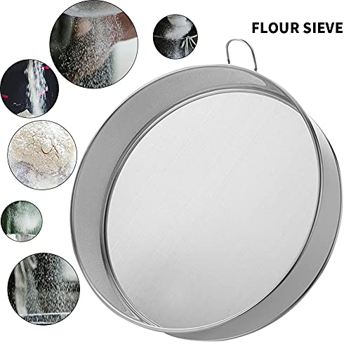 Flour Sieve, 80 Mesh Fine Mesh Round Sifter for Baking Cake Bread