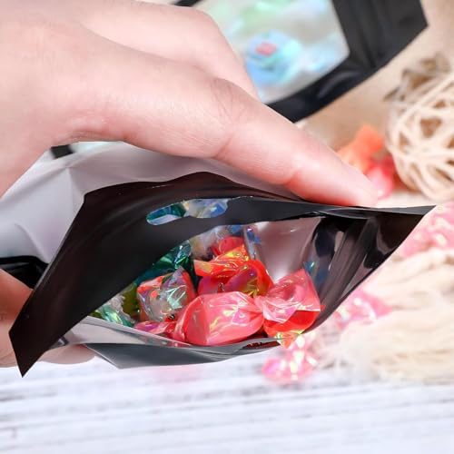 Boao 100 Pcs Resealable Foil Food Storage Bags,2.8 x 4 Inch,Black - color: Black, size: 2.8 x 4 Inch