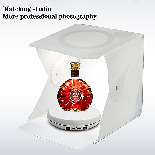 JAYEGT Multicolor LED Light Motorized Rotating Display Stand , 10 inch /55lbs Load, 360° Electronic Photography Turntable for Product Shows, Jewelry, Crystal Art (White / 5 Colors Light / Rechargeable) - color: White