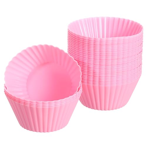 uxcell 36Pcs Silicone Cupcake Liners Non-Stick Baking Cup Pink - color: Pink, size: 3.5cm/1.4inch