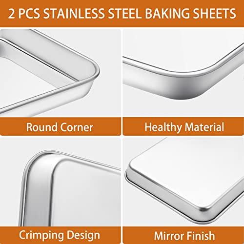 Baking Sheet with Silicone Mat Set of 4 [2 Sheets + 2 Mats], Deedro Stainless Steel Cookie Sheet Baking Pan with Silicone Baking Mat, 12 x 10 x 1 Inch, Non Toxic, Heavy Duty, Easy Clean - size: 12 inch