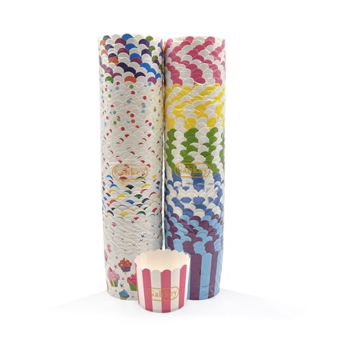 100pcs Random Colorful Premium Greaseproof Cupcake Paper Liners No Muffin Pan Needed Cupcakes Papers - color: Style 1, size: 100Pcs