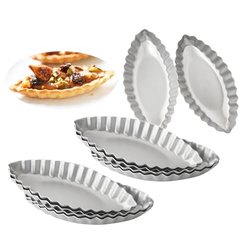Aluminum Boat Tart Pan Fluted Oval Baking Mold, Small Wavy Tartlet - style: Bigger size 4.7"