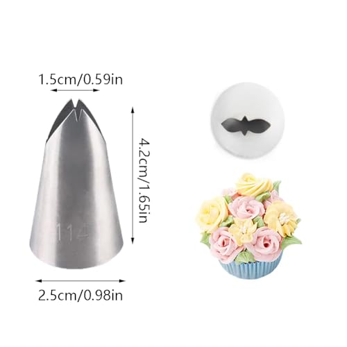114 Large Leaf Piping Tip, Ruffle Tips for Cake Decorating, 3 Pcs