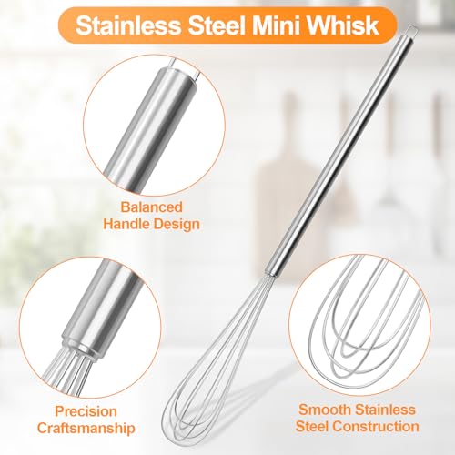 2‑Pcs 11‑Inch Mini Whisk, Small Whisk with Long‑Handle