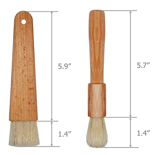 Exceliy 2 Sets Pastry Brushes with Wooden Handle & Natural Bristles