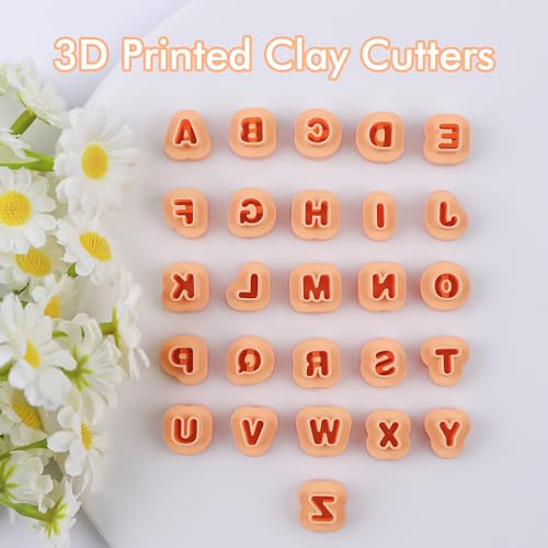 Puocaon Letters Polymer Clay Cutters - 26 Pcs Uppercase & Lowercase Letters for Jewelry, 3D Print & More