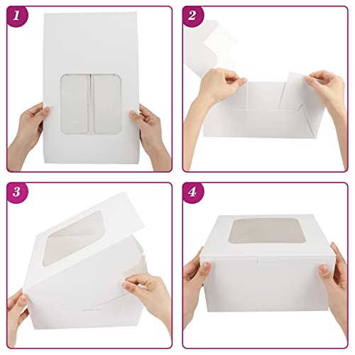 Moretoes 32pcs Cake Boxes, 10x10x5 Inch Bakery Containers With Window - size: C-32pcs-10*10*5in