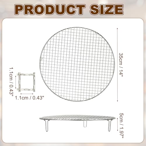 uxcell 14 Inch Round Cooking Rack, Stainless Steel Canning Racks with Legs, Barbecue Mesh Grill for Baking Cooling Steaming Cookware - size: 14 Inch