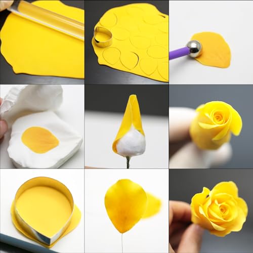 7pcs Rose Petal Cutter Set Gum Paste Fondant Cake Cutters Decorating Tools
