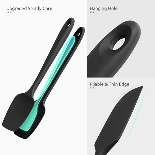 U-Taste Silicone Spatula Set, 600ºF High Heat Resistant, 3-Pcs, Black - color: Black