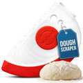 NexTrend red 5-in-1 flexible dough and bowl scraper with stainless-steel edge and integrated ruler - color: Red