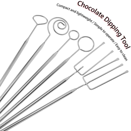 6 PCS Chocolate Dipping Tools Stainless Steel Candy Dipping Tools Set Candy Making Tools with Spoon Hole for Candy Making Truffle Chocolate and Cake Decoration Machine Washable (6)