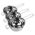 Stainless Steel Double Boiler Pot for Melting Chocolate, Candy and Candle Making (18/8 Steel, 2 Cup Capacity, 480ML) (Pack of 3) - color: Silver Handle, size: 480ML (Pack of 3)