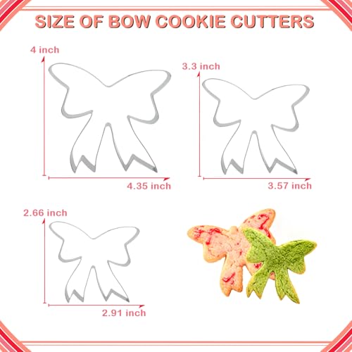 3 Piece Bow Cookie Cutter Set,3" 3.5" 4.4" Stainless Steel - style: 3 pcs Ribbon bow cookie cutter