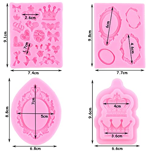 ZiXiang Picture Frame Silicone Molds Crown Bow Candy Fondant Mold Set Of 4 - color: Style D