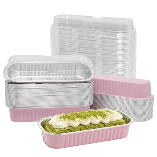 50 Pack 6.8oz Mini Cake Pans with Lids, Pink - color: Pink, size: Rectangle