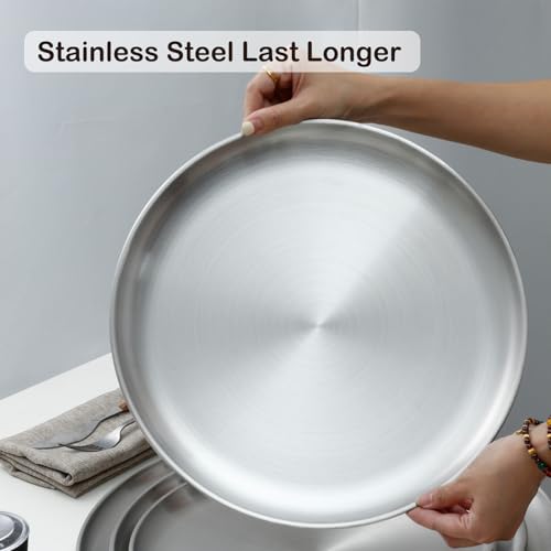 16 Inch Pizza Pan for Oven 2 Pack Stainless Steel Baking Sheet Round Plates for Cake Pie and Salad Pizza Steel Large Tray Oven Dishwasher Safe & Easy Clean - size: 16 Inch