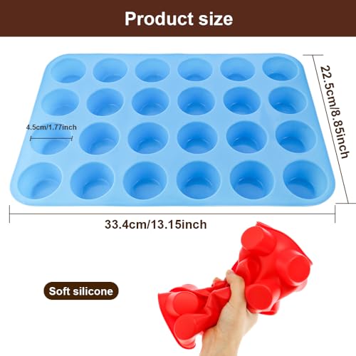 2 Pack 24-Cup Silicone Muffin Pan Nonstick Dishwasher Safe Food Grade